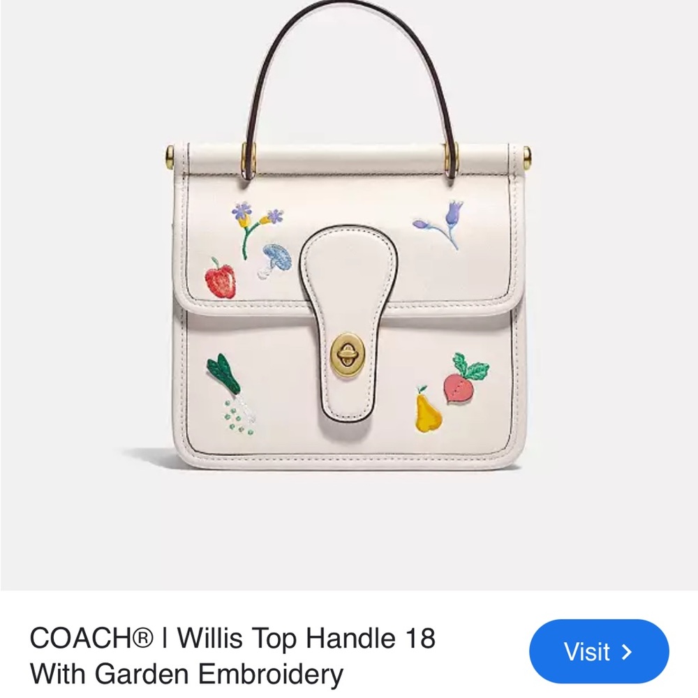 Coach Willis top handle garden White Mini Bag with Embroidery and matching scarf